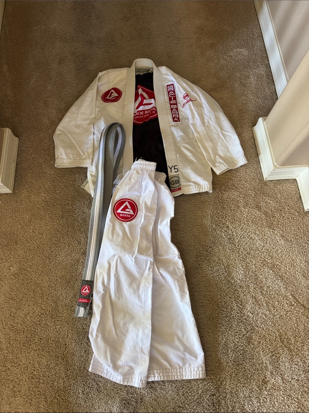 Gracie Barra White Gi with Red Patch Logo